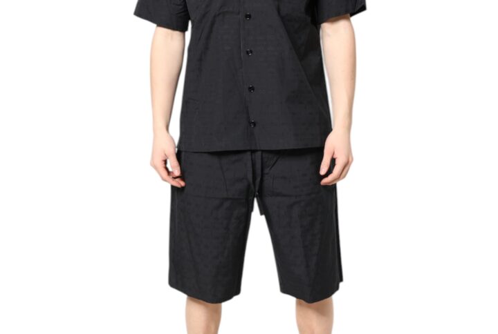 Black Cotton Men Pajama Set Sleepwear