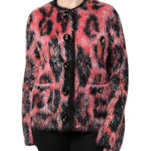 Red Mohair Wool Button Down Cardigan Sweater