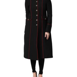Black Wool Single Breasted Trench Coat Jacket