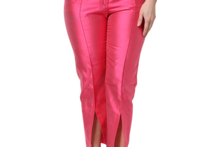 Pink Silk High Waist Tapered Pants