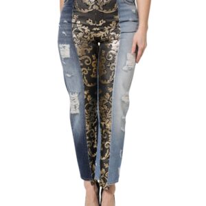Multicolor Patchwork High Waist Denim Jeans