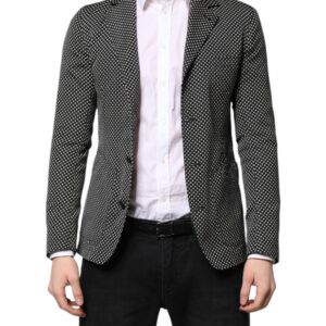 Dark Gray White Patterned Men Suit Coat Blazer