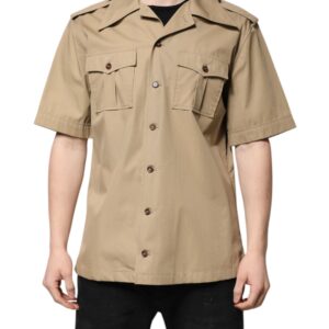 Brown Graphic Print Short Sleeves Shirt