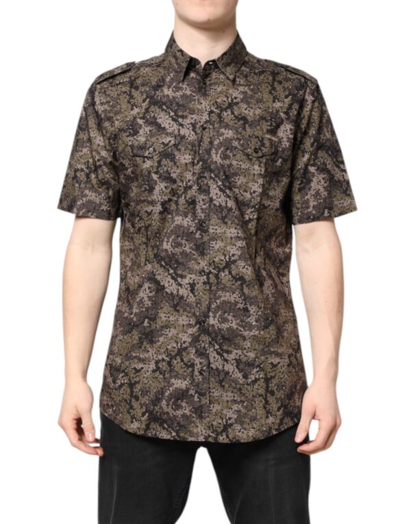 Multicolor Camouflage Button Down GOLD Shirt