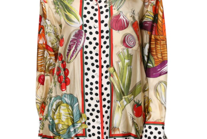 Multicolor Vegetables Silk Long Sleeves Top