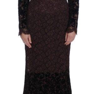 Purple Floral Lace Ricamo Maxi Dress - Jag Couture London