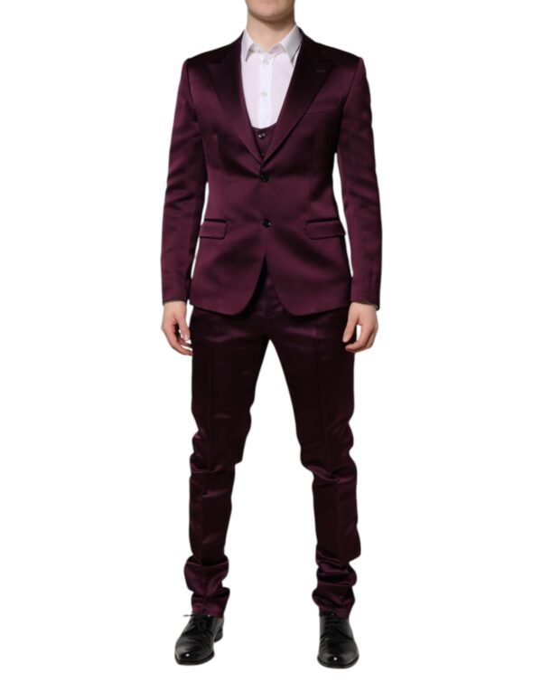 Dark Purple Silk 3Piece Single Breasted Suit