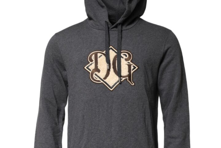 Gray Logo Patch Hooded Sweatshirt Sweater
