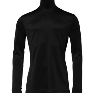 Black Polyester Turtleneck Pullover Sweater