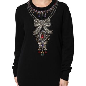 Black Cashmere Crystal Embellished Sweater