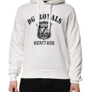 White Cotton DG ROYAL Print Hooded Sweater