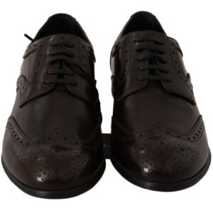 Brown Leather Broques Oxford Wingtip Shoes - Jag Couture London