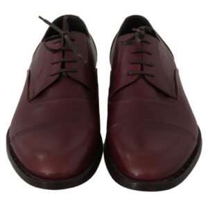 Red Bordeaux Leather Derby Formal Shoes - Jag Couture London