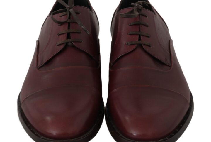 Red Bordeaux Leather Derby Formal Shoes - Jag Couture London