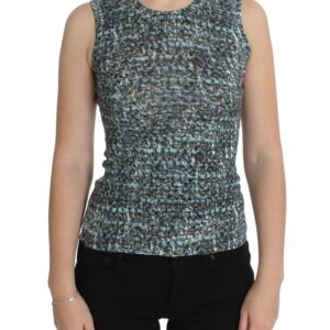 Blue Wool Sweater Sleeveless Pullover - Jag Couture London