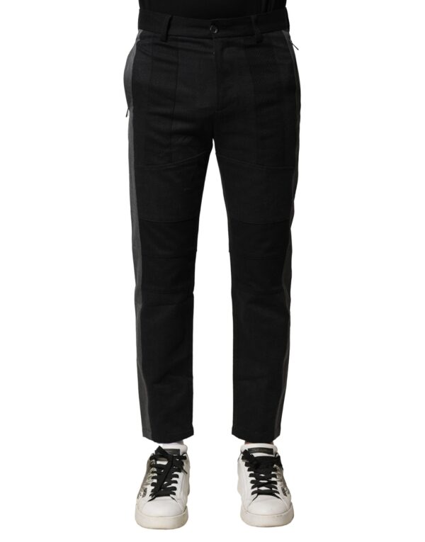 Black Gray Cotton Tapered Men Pants