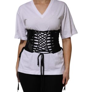 Black Cotton Waist LaceUp Strap Corset Belt