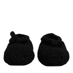 Black Wool Slip On Flats Ballerina Shoes