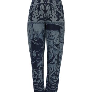 Blue Graphic Print Tapered Denim Jeans