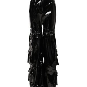 Black High Waist Cargo Bootcut Pants