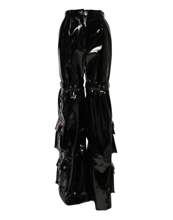 Black High Waist Cargo Bootcut Pants