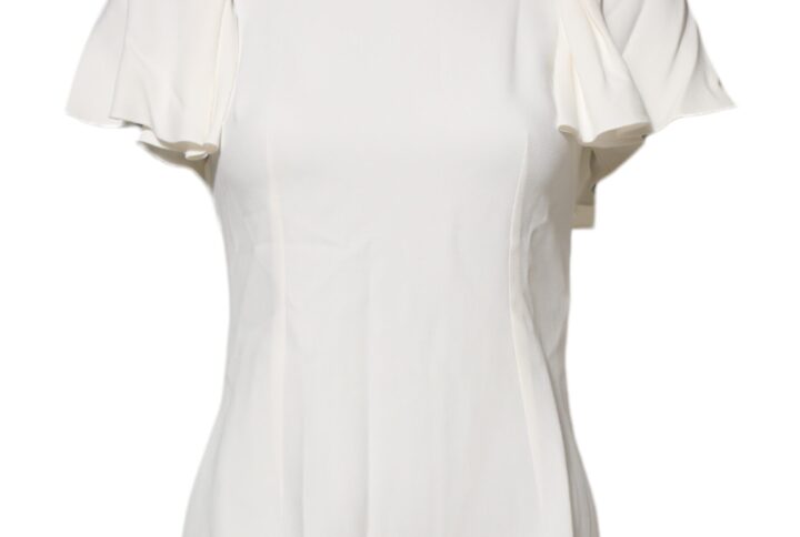White Round Neck Short Sleeves Blouse Top