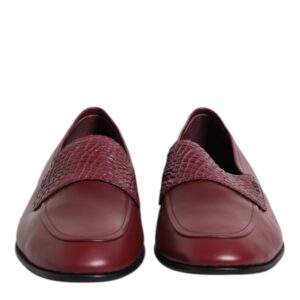 Burgundy Calfskin Leather Formal Slip On Shoes