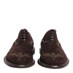 Brown Velvet Lace Up Oxford Dress Shoes