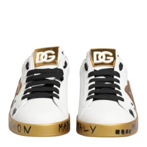 White Gold Crystal Portofino Sneakers Shoes