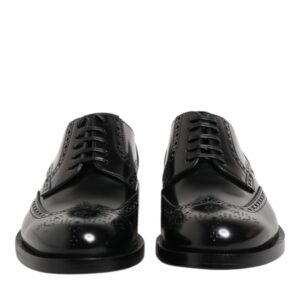 Black Leather Derby Wingtip Formal Shoes