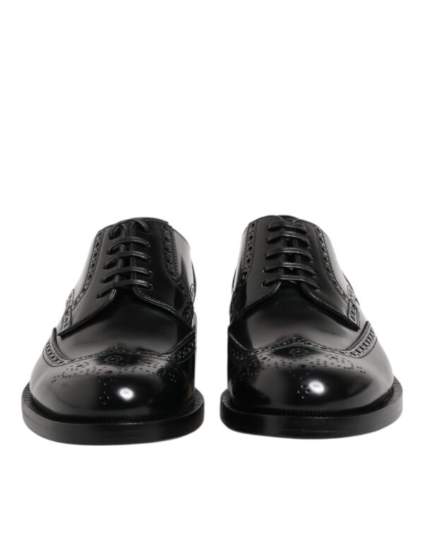 Black Leather Derby Wingtip Formal Shoes