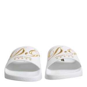 White Leather Slides Sandals Beachwear Shoes