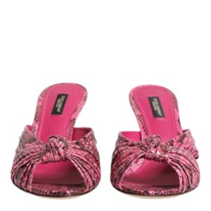 Pink Leather Heels Slides Sandals Shoes
