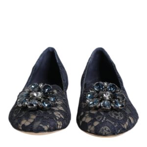 Blue Taormina Lace Crystals Flats Shoes