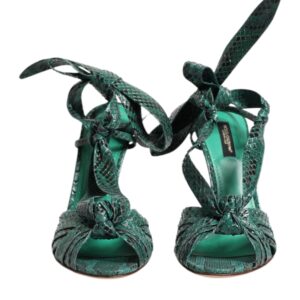 Green Python Leather Heels Sandals Shoes