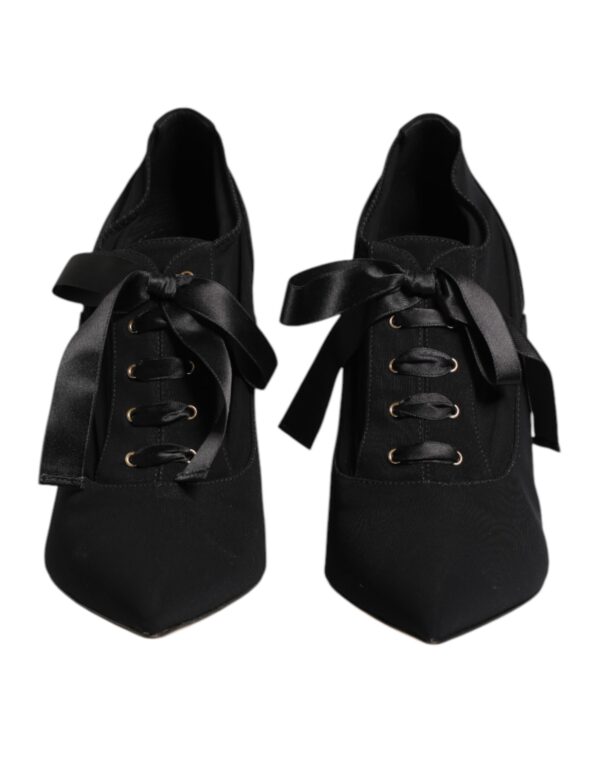 Black Lace Up Stiletto Heels Pumps Shoes