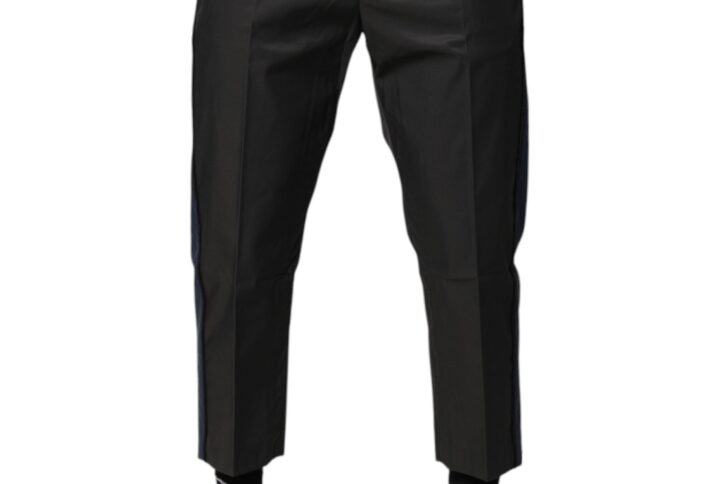 Gray Blue Cotton 3/4 Chinos Crop Trouser Pants