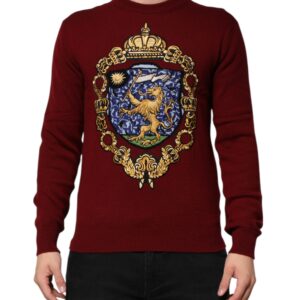 Burgundy Cashmere Lion Crest Pullover Sweater