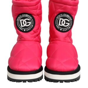 Pink White Viscose Padded Mid Calf Boots Shoes