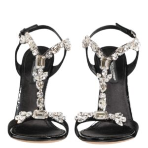 Black Keira Crystals Heels Sandals Shoes