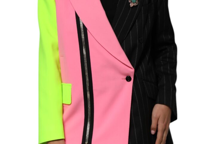 Multicolor Patchwork Embellished Coat Jacket