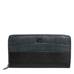 Black Blue Exotic Leather Men Continental Clutch Wallet