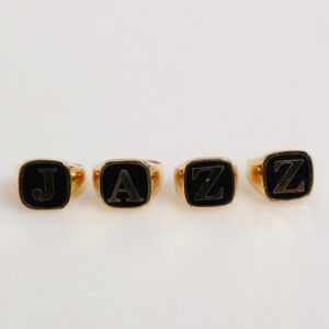 Gold Tone Brass JAZZ Letter Set 4 Pieces Adjustable Ring