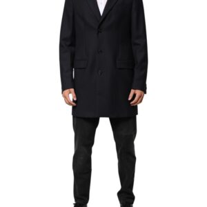 Dark Blue Wool Men Jacket Coat Blazer Suit