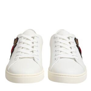 White Leather Sacred Heart Patch Sneakers Shoes