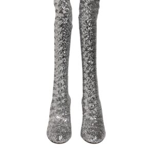 Shoes Silver Sequins Glitter High Heel Boot Shoes