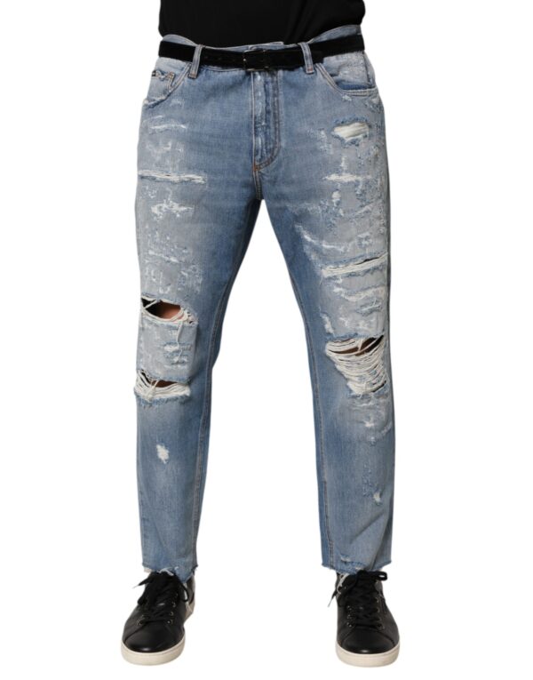 Blue Distressed Ripped Denim Trouser Jeans