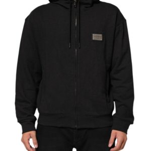 Black Logo FullZip Hooded Sweatshirt Sweater