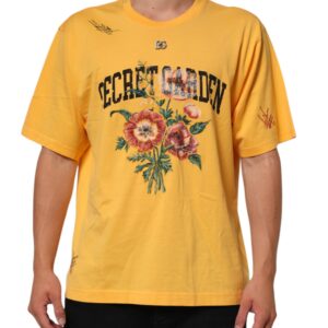 Yellow Secret Graden Floral Cotton CrewNeck T-shirt
