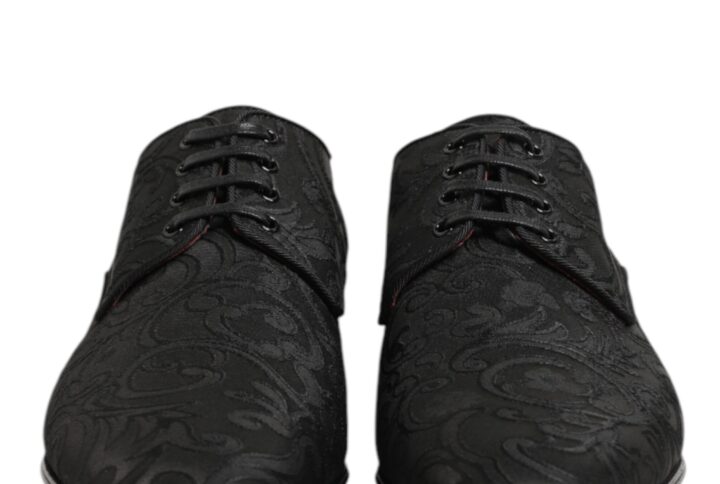 Black Brocade Lace Up Derby Men Dress Shoes